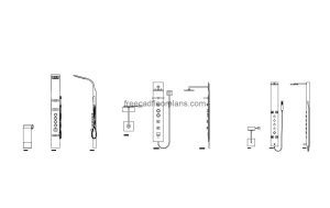 body jet showers autocad drawing, plan and elevation 2d views, dwg file free for download
