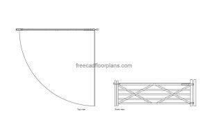 farm gate autocad drawing, plan and elevation 2d views, dwg file free for download