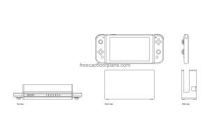 nintendo switch autocad drawing, plan and elevation 2d views, dwg file free for download