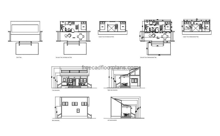 Tiny house 3 bedroom stand up layouts dwg and pdf drawing, plan and layouts for download