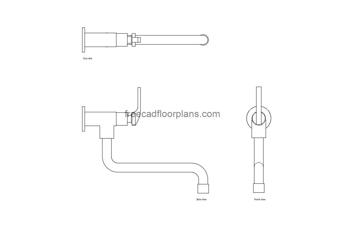 ablution tap autocad drawing, plan and elevation 2d views, dwg file free for download