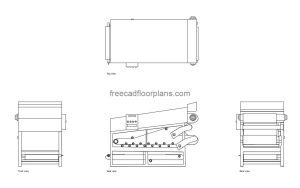 belt filter press autocad drawing, plan and elevation 2d views, dwg file free for download