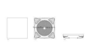 cassette fan autocad drawing, plan and elevation 2d views, dwg file free for download