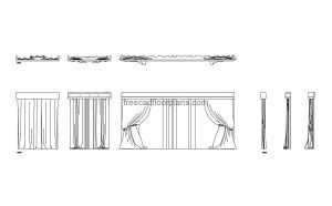 curtain permet autocad drawing, plan and elevation 2d views, dwg file free for download