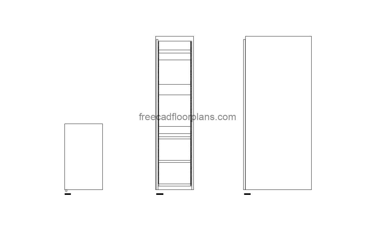 data cabinet autocad drawing, plan and elevation 2d views, dwg file free for download
