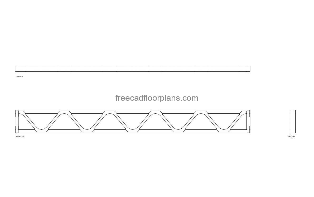metal web joist autocad drawing, plan and elevation 2d views, dwg file free for download