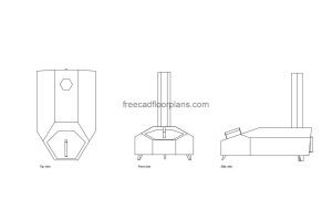 ooni pizza oven autocad drawing, plan and elevation 2d views, dwg file free for download