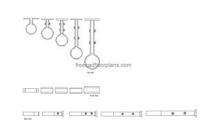 pipe brackets autocad drawing, plan and elevation 2d views, dwg file free for download