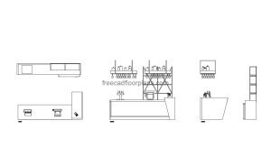 restaurant cashier counter autocad drawing, plan and elevation 2d views, dwg file free for download