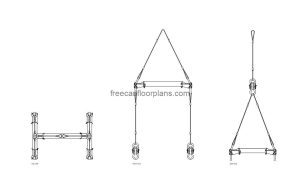 spreader bar autocad drawing, plan and elevation 2d views, dwg file free for download