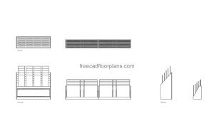 tile showroom display racks autocad drawing, plan and elevation 2d views, dwg file free for download