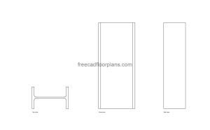 universal column autocad drawing, plan and elevation 2d views, dwg file free for download