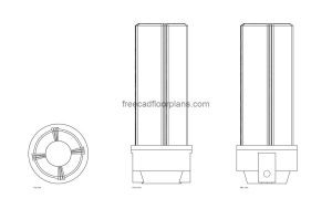 water filter housing autocad drawing, plan and elevation 2d views, dwg file free for download