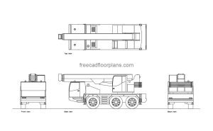 50 ton crane autocad drawing, plan and elevation 2d views, dwg file free for download