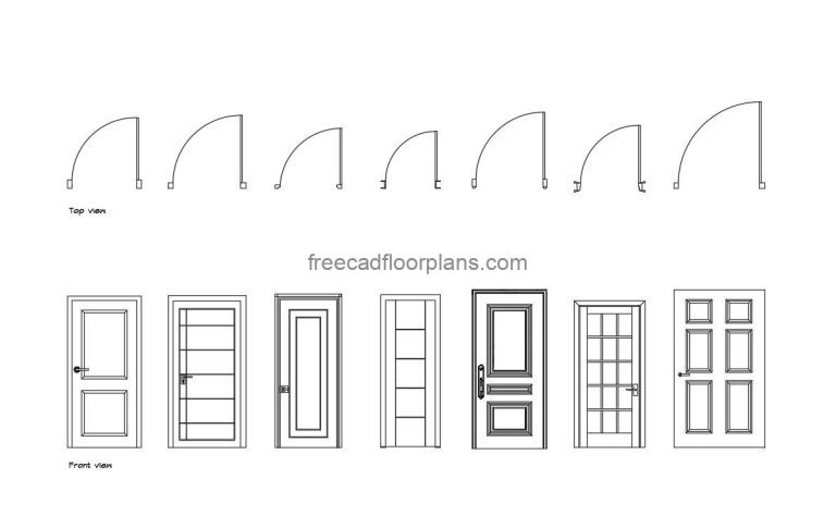 7 Wooden Doors, Plan And Elevations