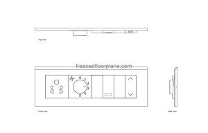 8 module switch board autocad drawing, plan and elevation 2d views, dwg file free for download