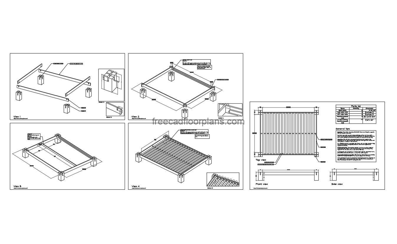 Japanese platform bed step by step pdf drawing free for download