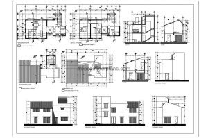 Two Bedroom Two Level House With Rooftop Terrace autocad drawing, plan, section and elevation 2d views, dwg file free for download