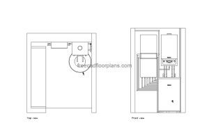 boiler room autocad drawing, plan and elevation 2d views, dwg file free for download