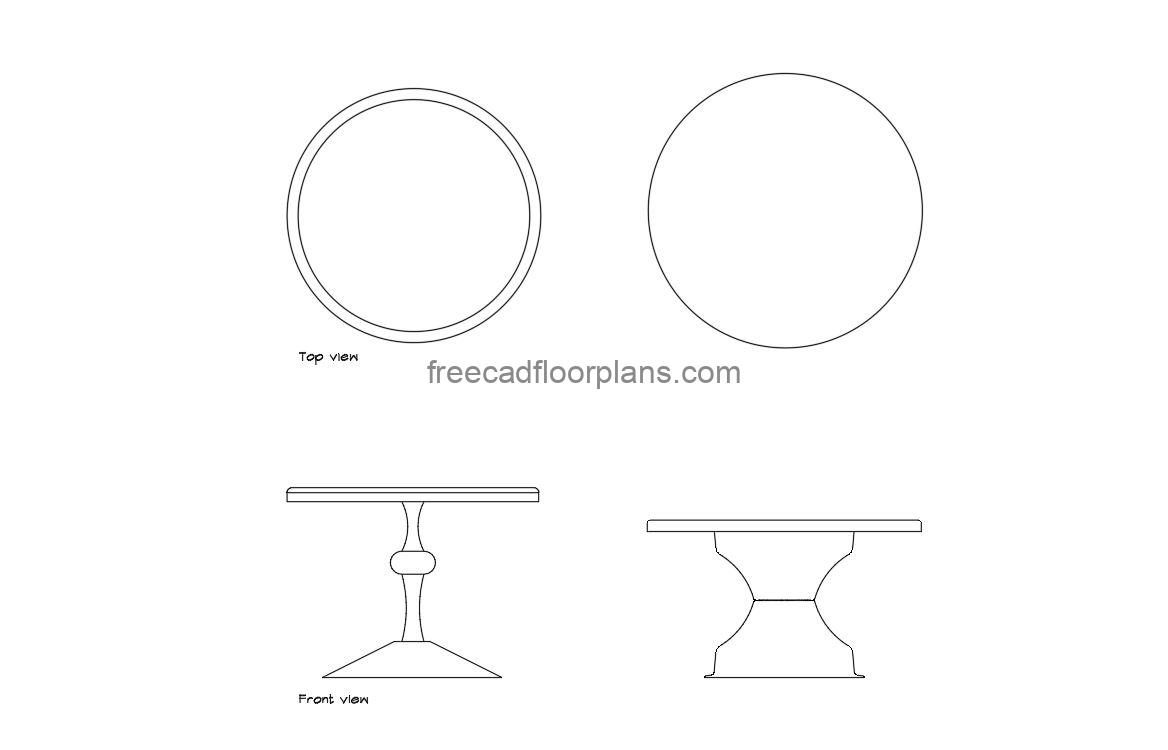 cake stand autocad drawing, plan and elevation 2d views, dwg file free for download