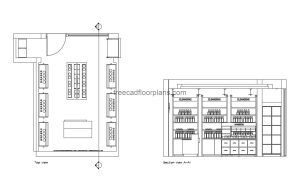 cosmetic shop autocad drawing, plan and elevation 2d views, dwg file free for download