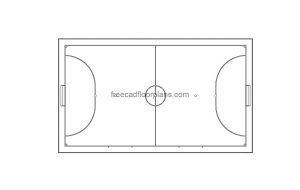 futsal court autocad drawing, plan 2d view, dwg file free for download