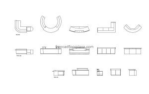 hospital reception desks autocad drawing, plan and elevation 2d views, dwg file free for download