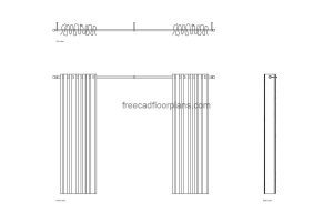 modern curtain, plan and elevations 2d views, dwg file free for download