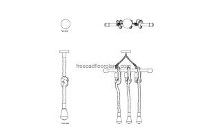 rope hanging lights autocad drawing, plan and elevation 2d views, dwg file free for download