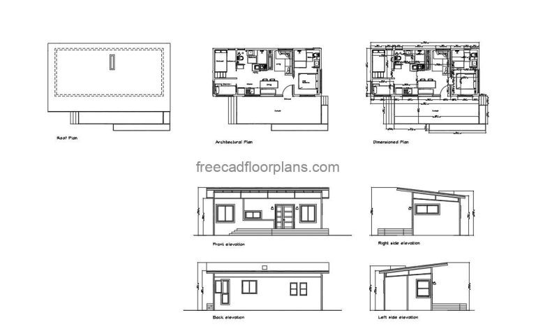 tiny cabin for family of 5 dwg and pdf plan and elevation for download