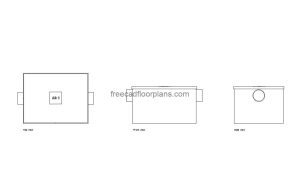 above ground grease trap autocad drawing, plan and elevation 2d views, dwg file free for download