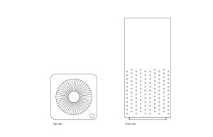 air purifier autocad drawing, plan and elevation 2d views, dwg file free for download