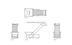 conveyor lifting belt autocad drawing, plan and elevation 2d views, dwg file free for download