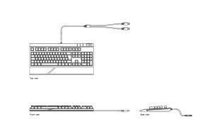 gaming keyboard autocad drawing, plan and elevation 2d views, dwg file free for download