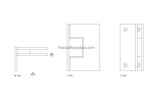 glass door hinge autocad drawing, plan and elevation 2d views, dwg file free for download