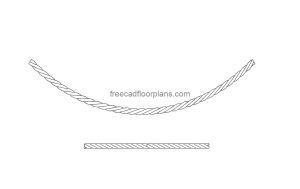 jute rope autocad drawing, front elevation 2d view, dwg file free for download