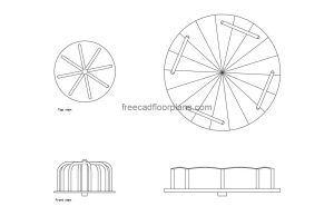 merry go round autocad drawing, plan and elevation 2d views, dwg file free for download