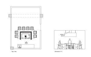 teppanyaki grill autocad drawing, plan and elevation 2d views, dwg file free for download