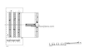 underground parking with ramp autocad drawing, plan and elevation 2d views, dwg file free for download