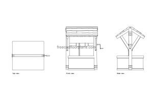 water well autocad drawing, plan and elevation 2d views, dwg file free for download