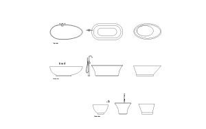 3 modern bath tubs autocad drawing, plan and elevation 2d views, dwg file free for download