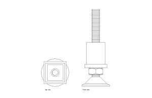 adjustable feet autocad drawing, plan and elevation 2d views, dwg file free for download