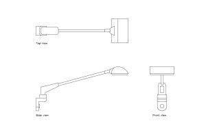 arm light autocad drawing, plan and elevation 2d views, dwg file free for download