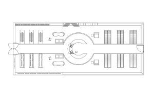 book shop autocad drawing, plan and elevation 2d views, dwg file free for download