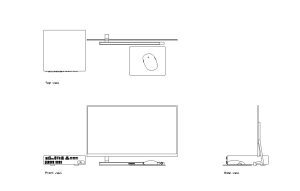 cctv monitor autocad drawing, plan and elevation 2d views, dwg file free for download