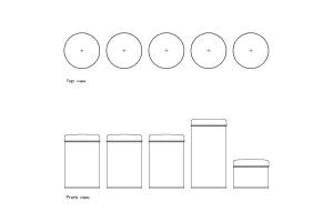 food containers autocad drawing, plan and elevation 2d views, dwg file free for download