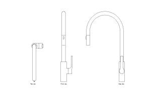 gooseneck faucet autocad drawing, plan and elevation 2d views, dwg file free for download