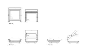 hot press machine autocad drawing, plan and elevation 2d views, dwg file free for download