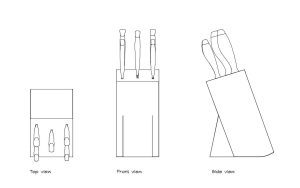 knife holder autocad drawing, plan and elevation 2d views, dwg file free for download