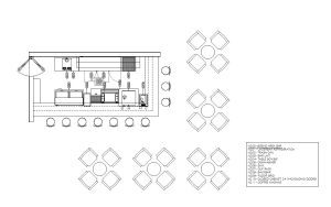 lounge bar autocad drawing, plan and elevation 2d views, dwg file free for download